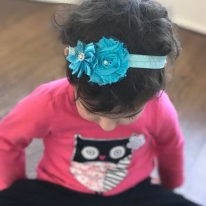 Infant girl elastic pearl flower headband